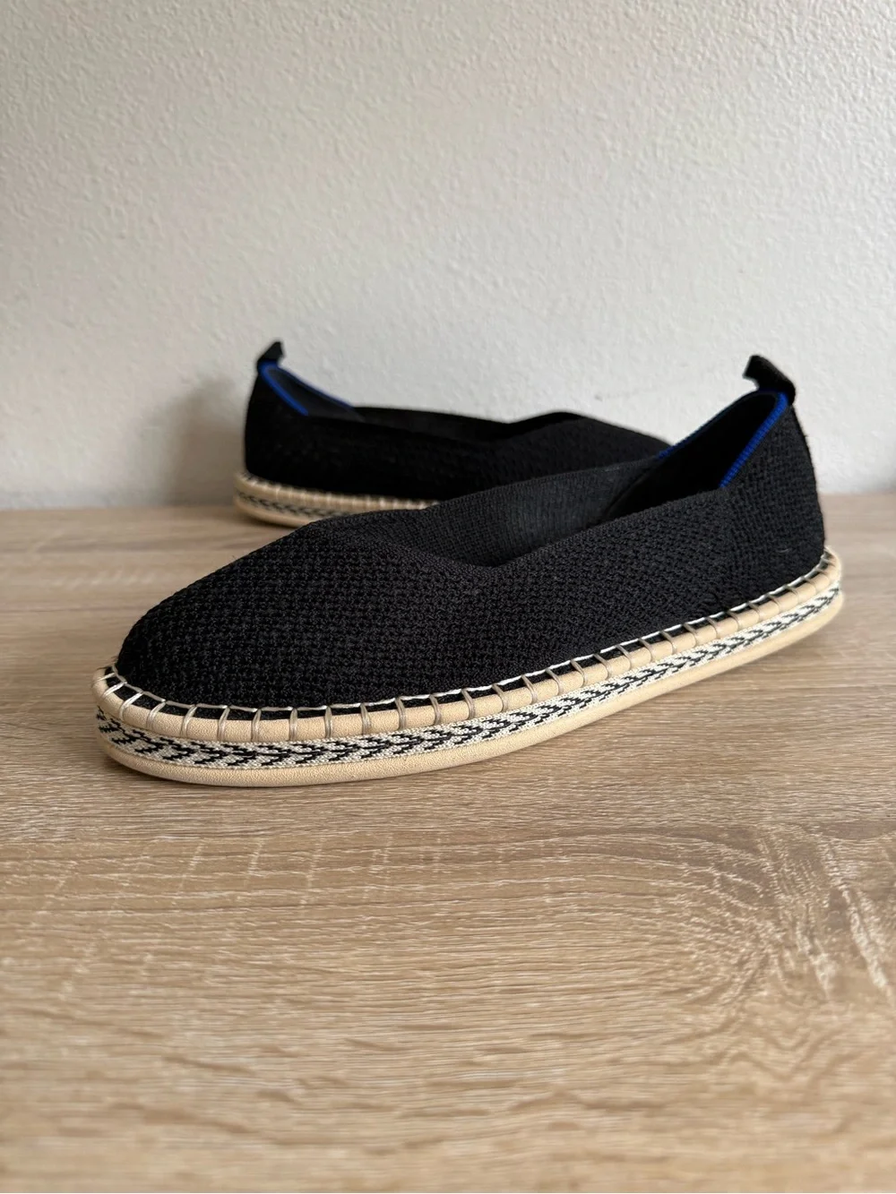 Rothy’s the espadrille flats black woven shoes women’s Sz 9